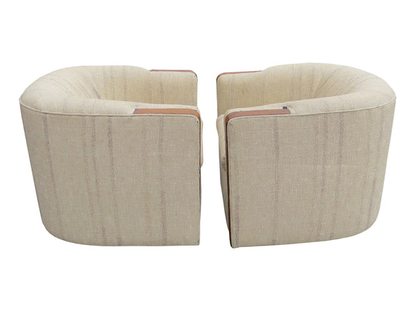 edgebrookhouse - Vintage Swivel Barrel Club Chairs With Bamboo Accent Arms - a Pair