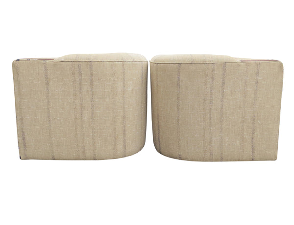 edgebrookhouse - Vintage Swivel Barrel Club Chairs With Bamboo Accent Arms - a Pair