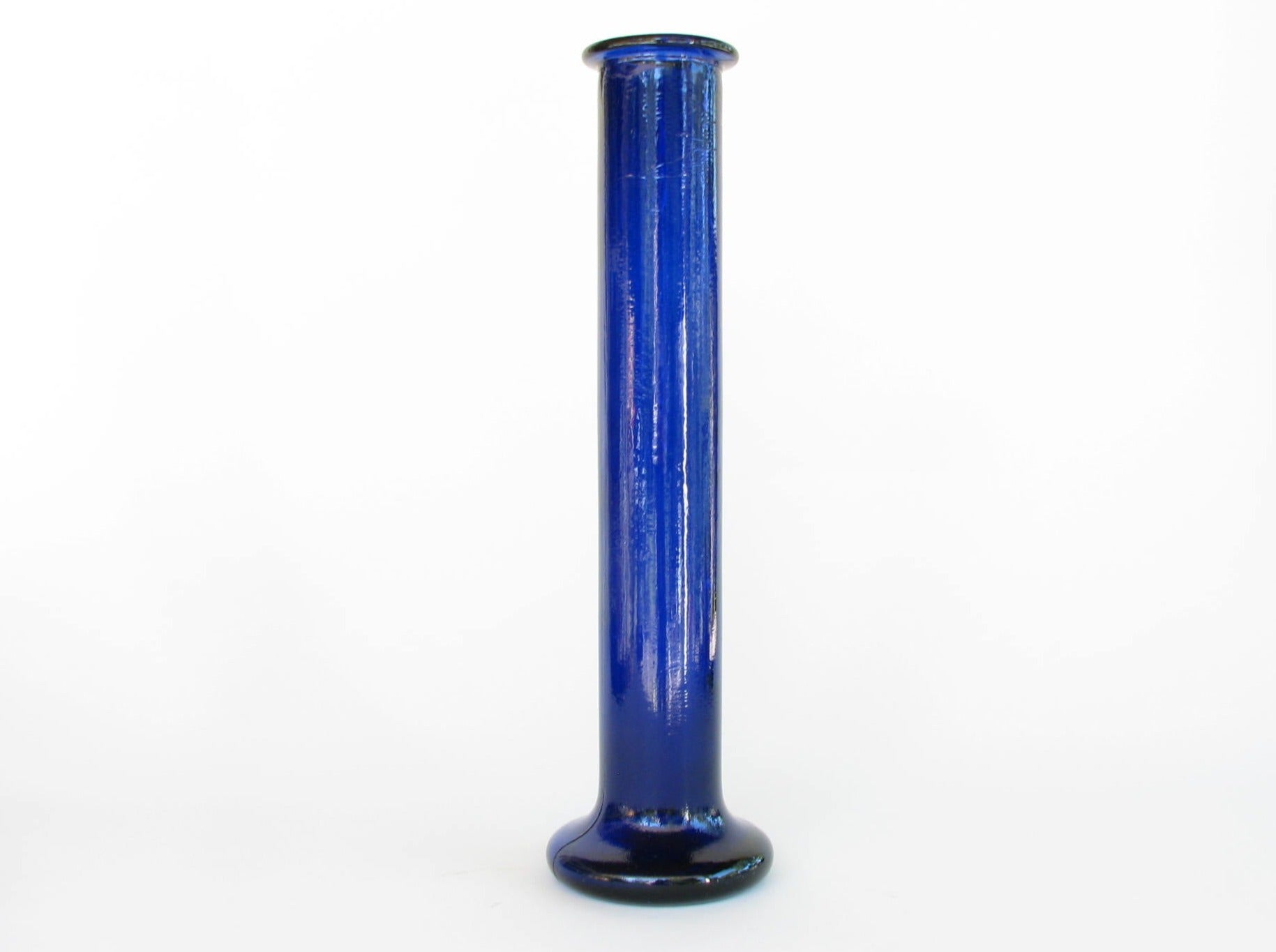 Vintage Tall Long Necked Cobalt Blue Glass Vase