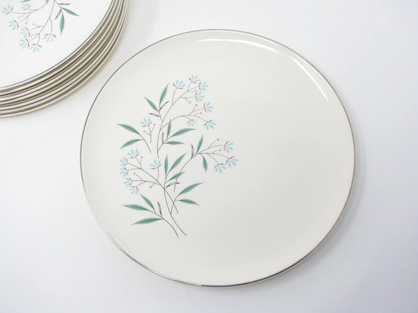 Vintage Taylor Smith Taylor Petal Lane Coupe Dinner Plates with Floral Pattern - 8 Plates