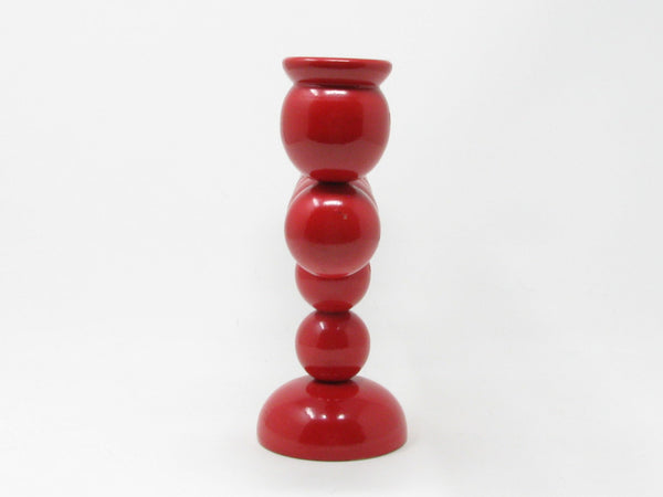Vintage Traknaggen Swedish Folk Art Red Hand-Carved and Painted Wood Candelabra