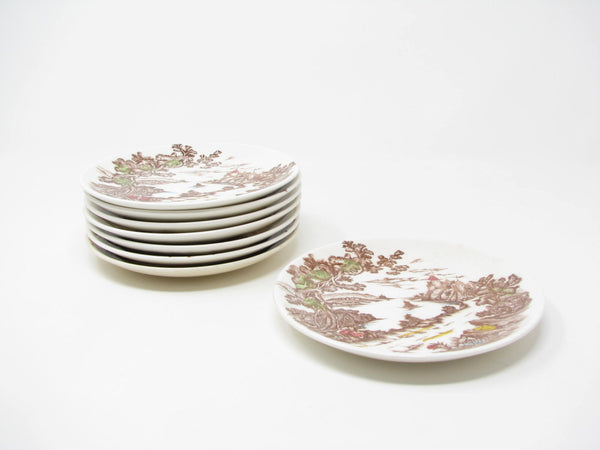 edgebrookhouse Vintage Ucagco Japan Royal Vista Bread Plates with Coastal Castle Scene - 8 Pieces