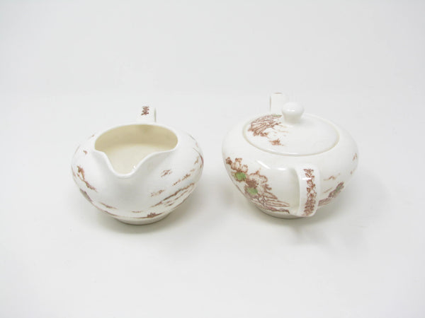 edgebrookhouse Vintage Ucagco Japan Royal Vista Creamer and Sugar Bowl with Coastal Castle Scene - 2 Pieces