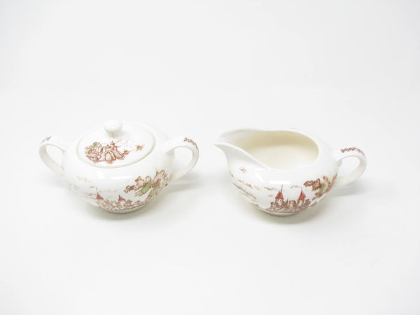 edgebrookhouse Vintage Ucagco Japan Royal Vista Creamer and Sugar Bowl with Coastal Castle Scene - 2 Pieces