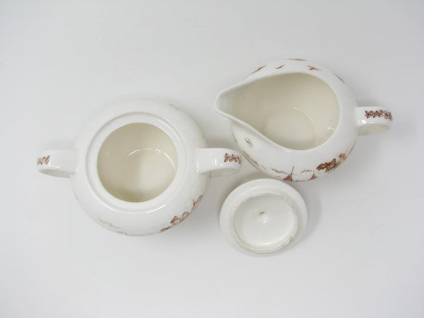 edgebrookhouse Vintage Ucagco Japan Royal Vista Creamer and Sugar Bowl with Coastal Castle Scene - 2 Pieces