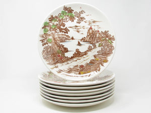 edgebrookhouse Vintage Ucagco Japan Royal Vista Dinner Plates with Coastal Castle Scene - 8 Pieces