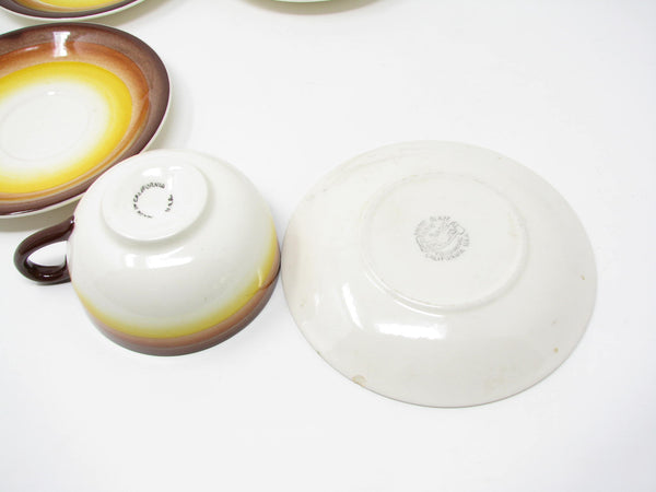 Vintage Vernon Kilns Mexicana Vernonware Cups & Saucers - 8 Pieces