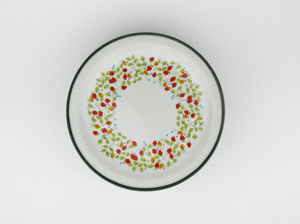 Vintage Villager Carlsberry Stoneware Salad Plates with Strawberries Made in Japan - 6 Pieces