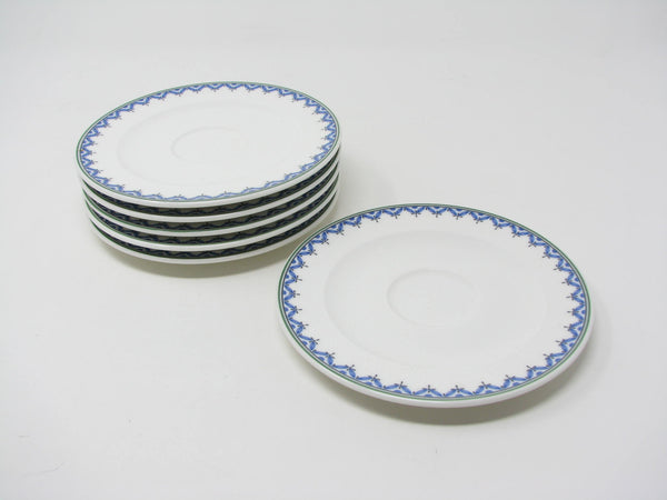 Vintage Villeroy & Boch Casa Look Saucers with Blue Leaves - 6 pieces
