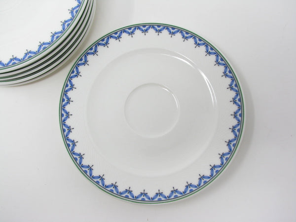 Vintage Villeroy & Boch Casa Look Saucers with Blue Leaves - 6 pieces