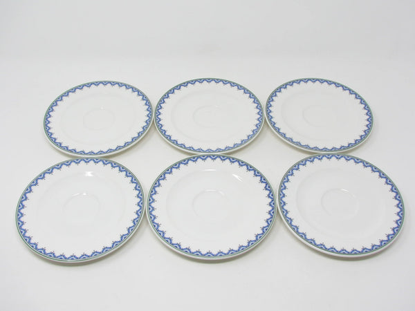 Vintage Villeroy & Boch Casa Look Saucers with Blue Leaves - 6 pieces