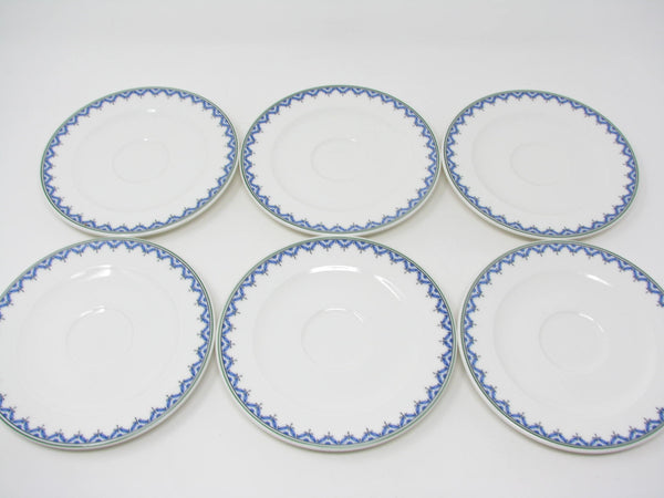 Vintage Villeroy & Boch Casa Look Saucers with Blue Leaves - 6 pieces