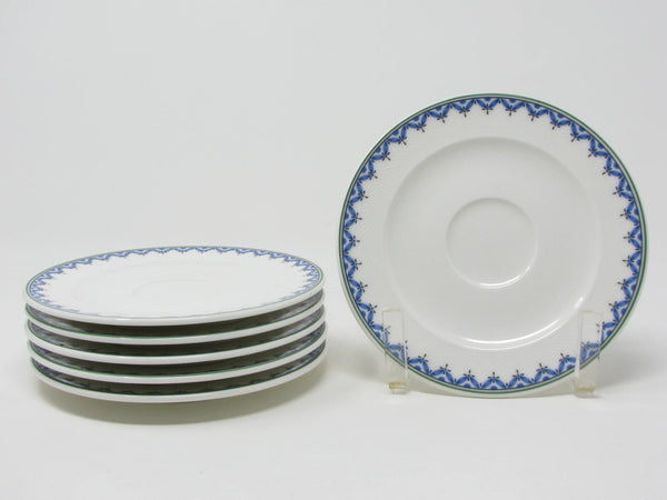 Vintage Villeroy & Boch Casa Look Saucers with Blue Leaves - 6 pieces