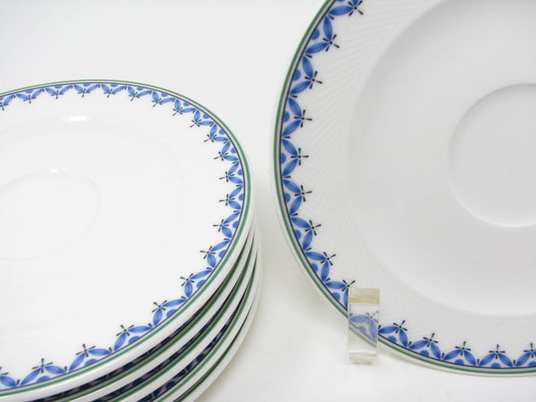 Vintage Villeroy & Boch Casa Look Saucers with Blue Leaves - 6 pieces