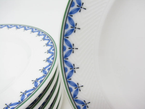 Vintage Villeroy & Boch Casa Look Saucers with Blue Leaves - 6 pieces