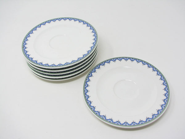 Vintage Villeroy & Boch Casa Look Saucers with Blue Leaves - 6 pieces