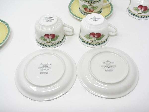 edgebrookhouse Vintage Villeroy & Boch French Garden Fleurence Cups & Saucers - 8 Pieces