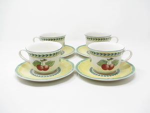 Vintage Villeroy & Boch French Garden Fleurence Cups & Saucers - 8 Pieces
