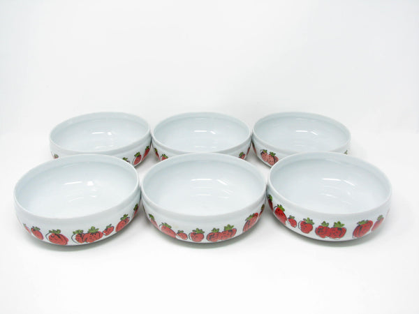 edgebrookhouse Vintage Vista Alegre Porcelain Bowls with Strawberry Pattern - 6 Pieces
