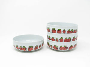 Vintage Vista Alegre Portugal Small Porcelain Bowls with Strawberry Pattern - 4 Pieces