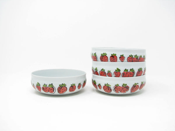 edgebrookhouse Vintage Vista Alegre Portugal Small Porcelain Bowls with Strawberry Pattern - 4 Pieces