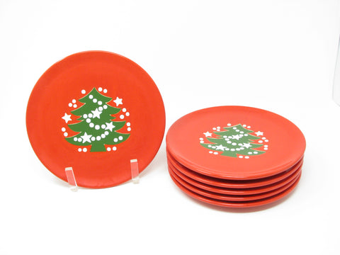 Vintage Waechtersbach Red Christmas Tree Holiday Salad Plates - 6 Pieces