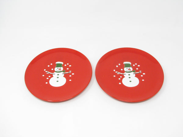 Vintage Waechtersbach Red Snowman Holiday Salad Plates - 2 Pieces