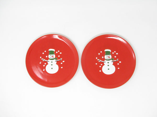 Vintage Waechtersbach Red Snowman Holiday Salad Plates - 2 Pieces