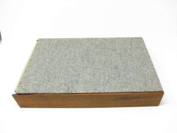 Vintage Walnut Wood Desk Letter Holder Tray with Brass Details