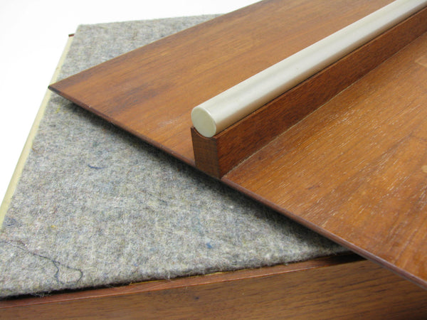 Vintage Walnut Wood Desk Letter Holder Tray with Brass Details