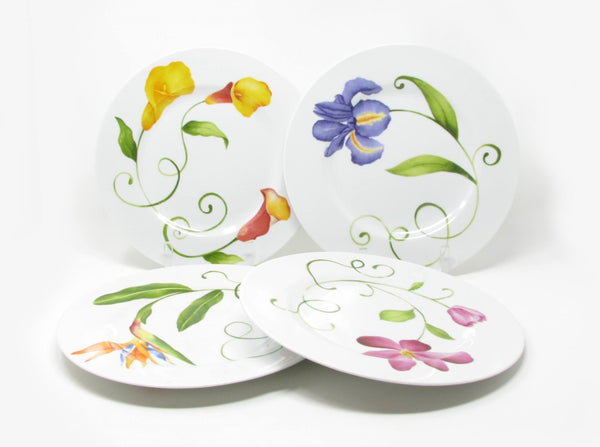 edgebrookhouse Vintage Westbury Court Lyrical Blooms Mixed Floral Plates - 4 Pieces