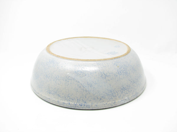 edgebrookhouse Vintage Western Stoneware Monmouth Pottery Blue White Spongeware Spatter Serving Bowl