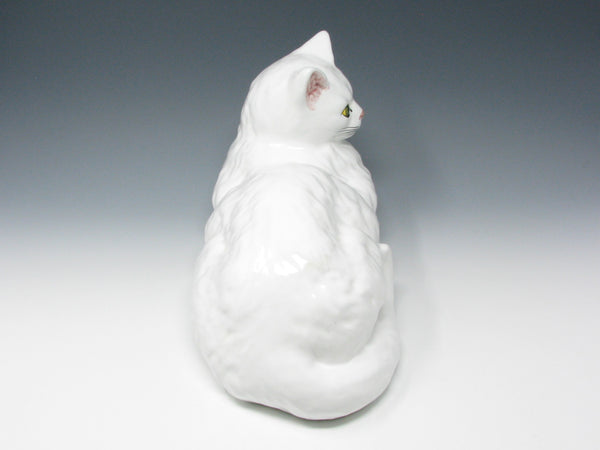 Vintage White Ceramic Cat Statue Sculpture Made in Portugal