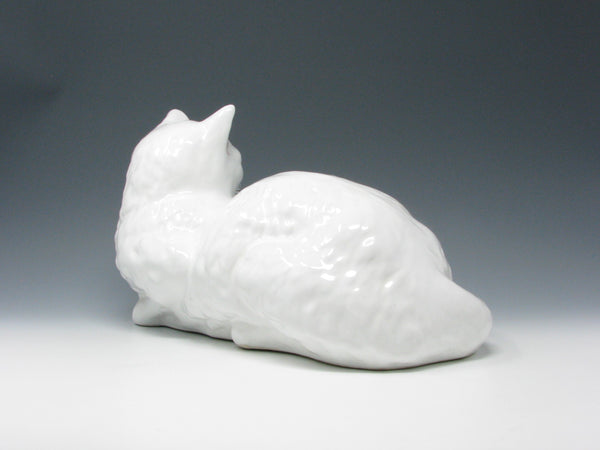 Vintage White Ceramic Cat Statue Sculpture Made in Portugal