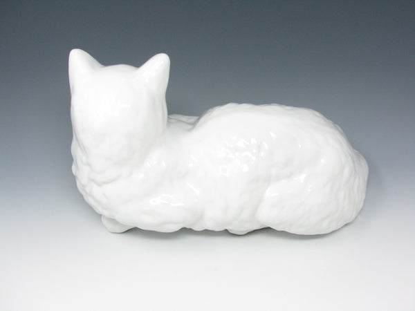 Vintage White Ceramic Cat Statue Sculpture Made in Portugal