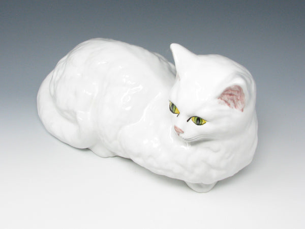 Vintage White Ceramic Cat Statue Sculpture Made in Portugal
