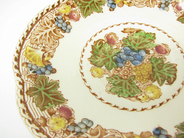 edgebrookhouse - Vintage Wood & Sons Burslem England Hyde Cups & Scalloped Saucers with Fruit Pattern - 12 Pieces