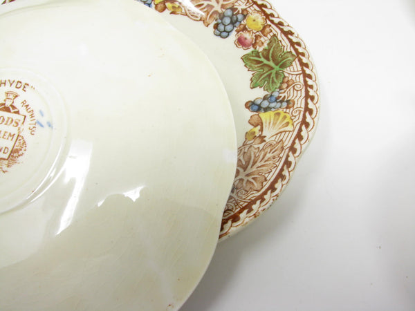 edgebrookhouse - Vintage Wood & Sons Burslem England Hyde Cups & Scalloped Saucers with Fruit Pattern - 12 Pieces