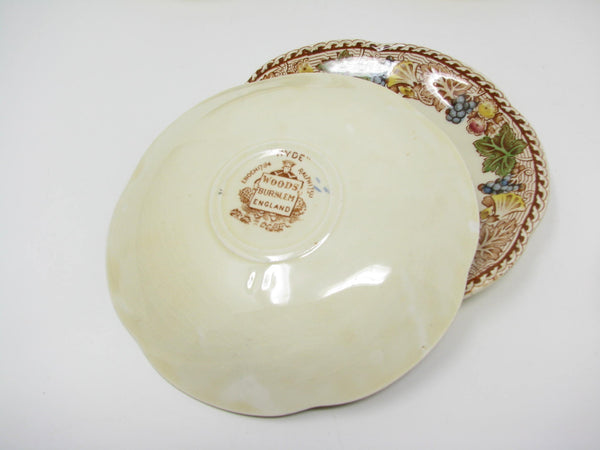 edgebrookhouse - Vintage Wood & Sons Burslem England Hyde Cups & Scalloped Saucers with Fruit Pattern - 12 Pieces