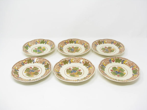 edgebrookhouse - Vintage Wood & Sons Burslem England Hyde Cups & Scalloped Saucers with Fruit Pattern - 12 Pieces