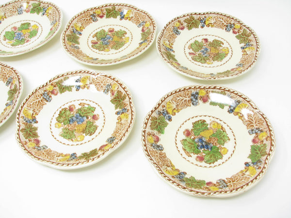 edgebrookhouse - Vintage Wood & Sons Burslem England Hyde Cups & Scalloped Saucers with Fruit Pattern - 12 Pieces