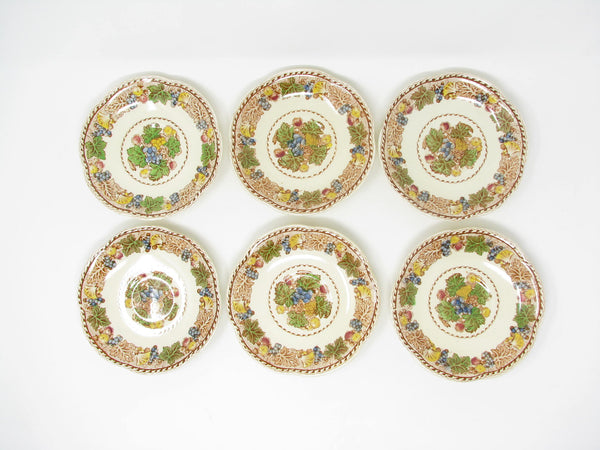 edgebrookhouse - Vintage Wood & Sons Burslem England Hyde Cups & Scalloped Saucers with Fruit Pattern - 12 Pieces