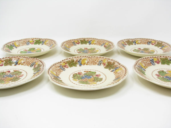 edgebrookhouse - Vintage Wood & Sons Burslem England Hyde Cups & Scalloped Saucers with Fruit Pattern - 12 Pieces