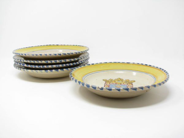 Vintage Italian Majolica Bowls with Hand-Painted Coat of Arms - 5 Pieces
