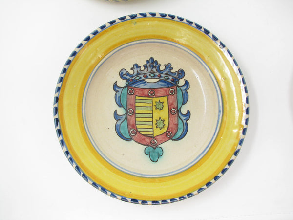 Vintage Italian Majolica Bowls with Hand-Painted Coat of Arms - 5 Pieces