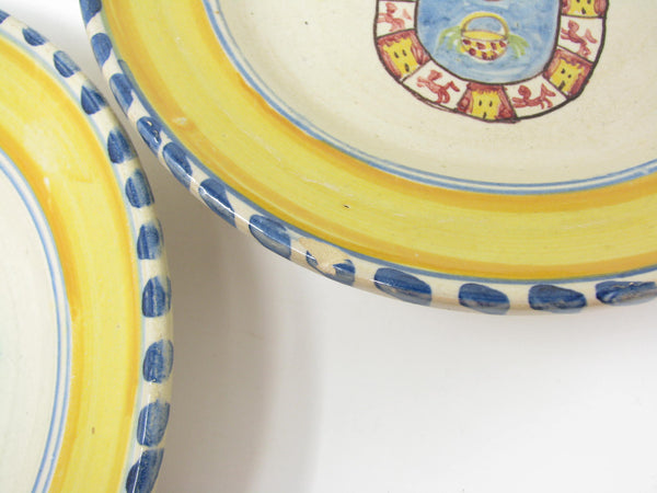 Vintage Italian Majolica Bowls with Hand-Painted Coat of Arms - 5 Pieces