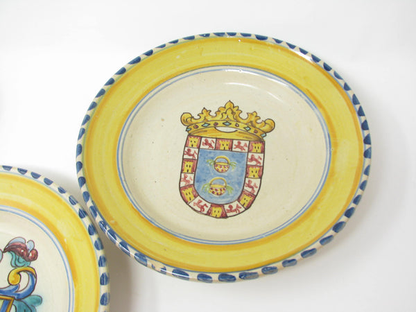 Vintage Italian Majolica Bowls with Hand-Painted Coat of Arms - 5 Pieces
