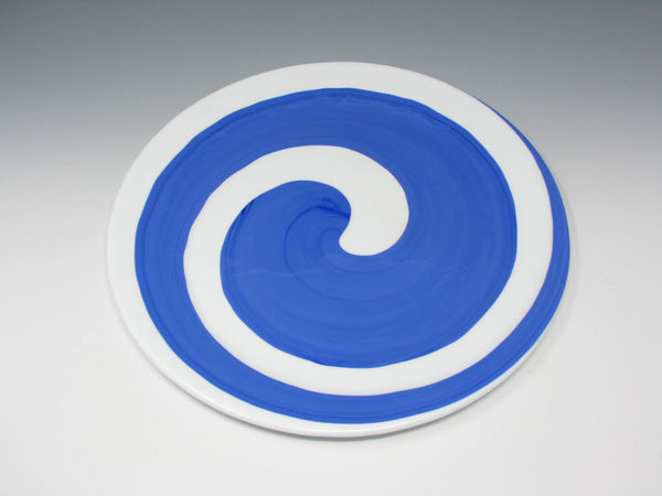 edgebrookhouse Yalos Casa Style Murano Modern Art Glass Chargers or Decorative Plate with Blue White Swirl - 2 Pieces