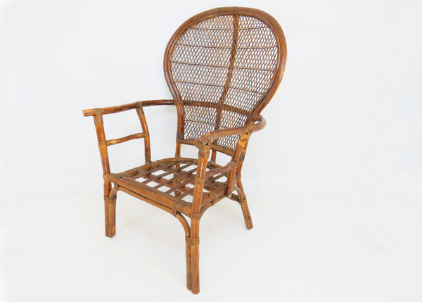 edgebrookhouse - Antique Rattan Fan-Back Open Arm Chairs - a Pair