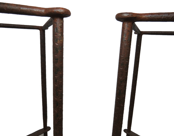 edgebrookhouse - 1970s Vintage Hand Forged and Hammered Wrought Iron & Glass Console Tables - a Pair